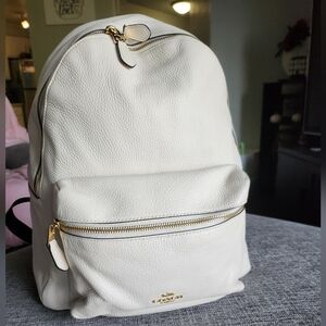 Coach Large White Leather Backpack